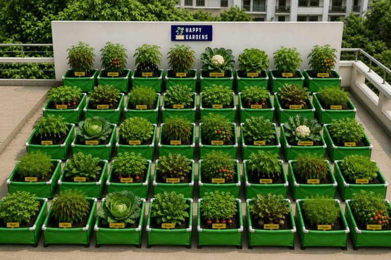 Terrace gardening in bangalore 40 grow bags setup