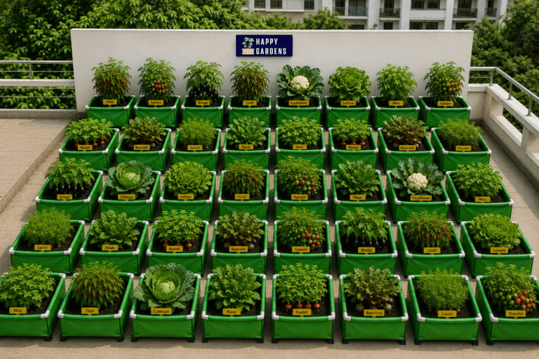 Terrace gardening in bangalore 40 grow bags setup